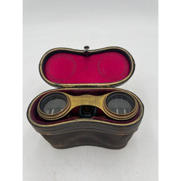 Antique Chevalier Opticien Paris Opera Glasses Case & Red Satin Interior main image 7